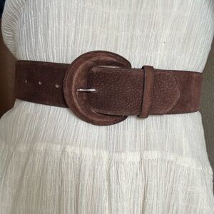 Brown Chunky Suede Belt